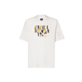 T-shirt col rond manche courte coton blanc Imprimé Fendi Roma 1925 jaune