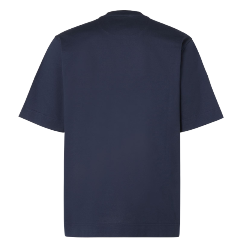 T-shirt col rond FENDI manche courte coton bleu marine Imprimé Fendi Roma 1925 blanc marron