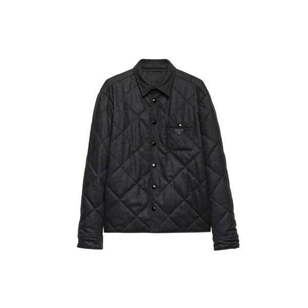 Sur Chemise cachemire recyclé matelassé gris anthracite logo triangle métal email