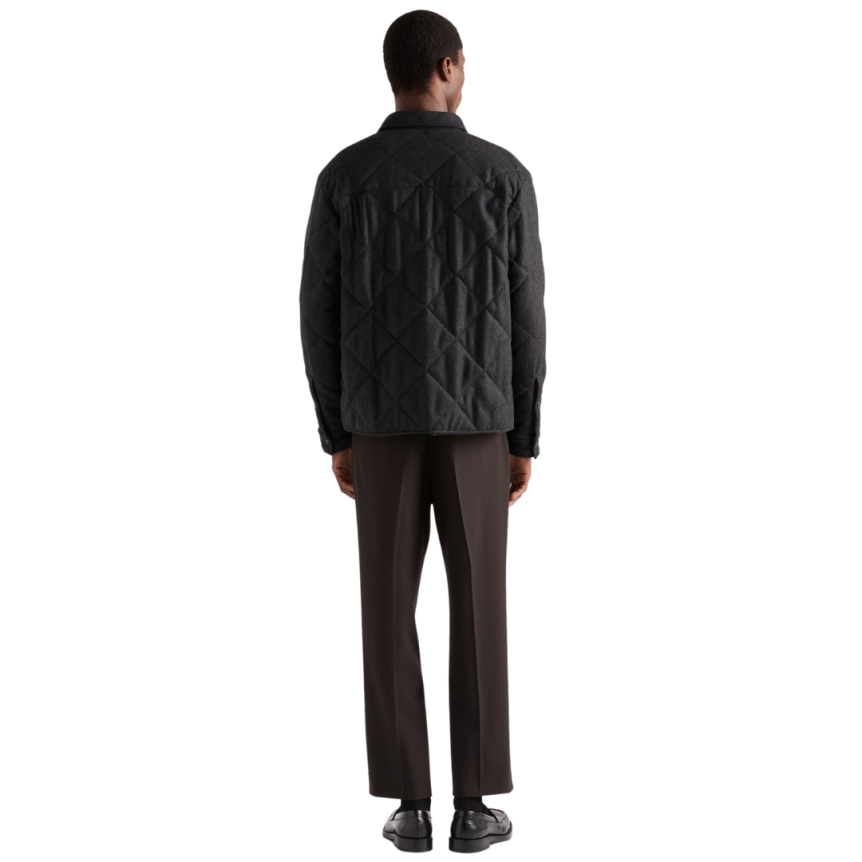 Sur Chemise cachemire recyclé matelassé gris anthracite logo triangle métal email