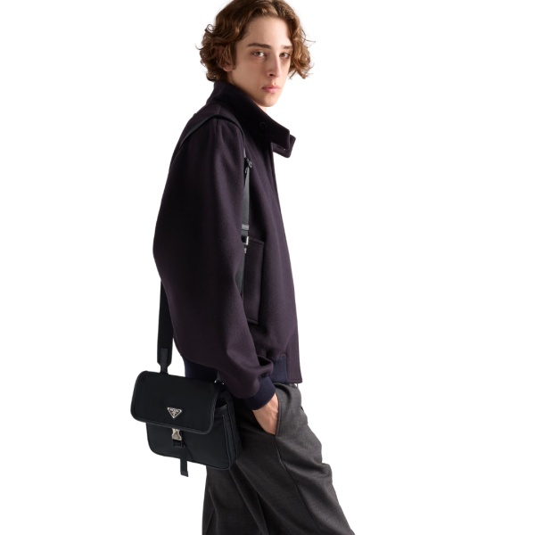 Sac porté épaule PRADA Re nylon cuir Saffiano noir bandoulière