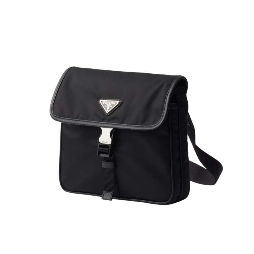 Sac porté épaule PRADA Re nylon cuir Saffiano noir bandoulière