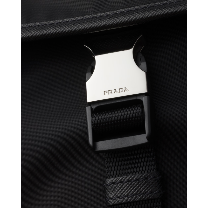 Sac porté épaule PRADA Re nylon cuir Saffiano noir bandoulière