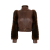 Blouson court col montant cuir agneau vintage manche shearling