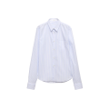 Chemise coton blanc rayure bleu poche poitrine logo triangle blanc