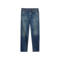 jean cinq poches ajusté denim coton délavé bleu