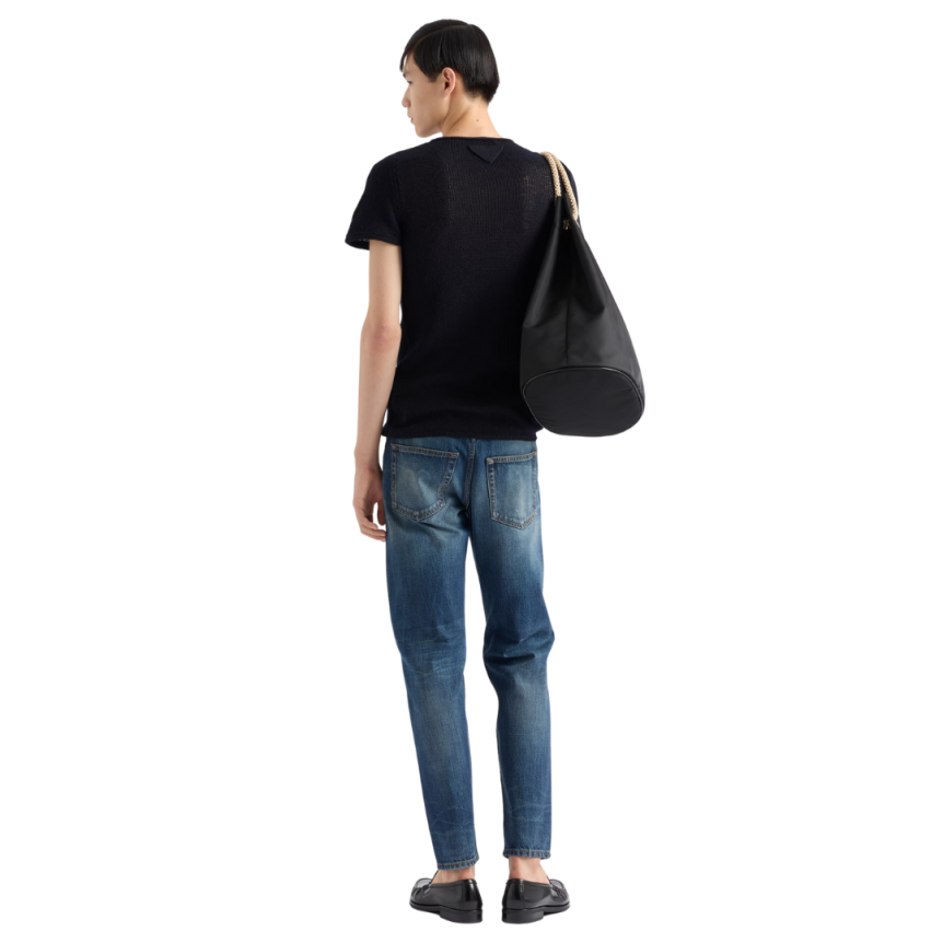 jean cinq poches PRADA ajusté denim coton délavé bleu