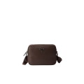 Sac porté épaule bandoulière rectangle cuir grainé marron logo triangle