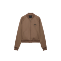 Blouson zippé bomber nylon stretch polaire technique beige