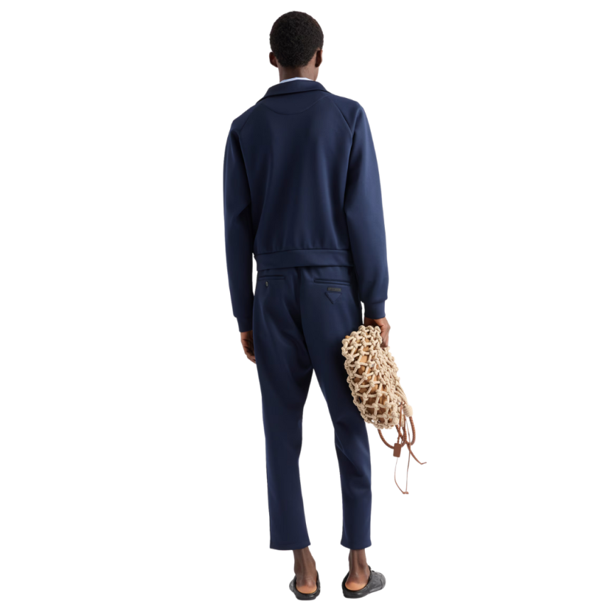 Pantalon taille élastique PRADA nylon stretch polaire technique bleu marine