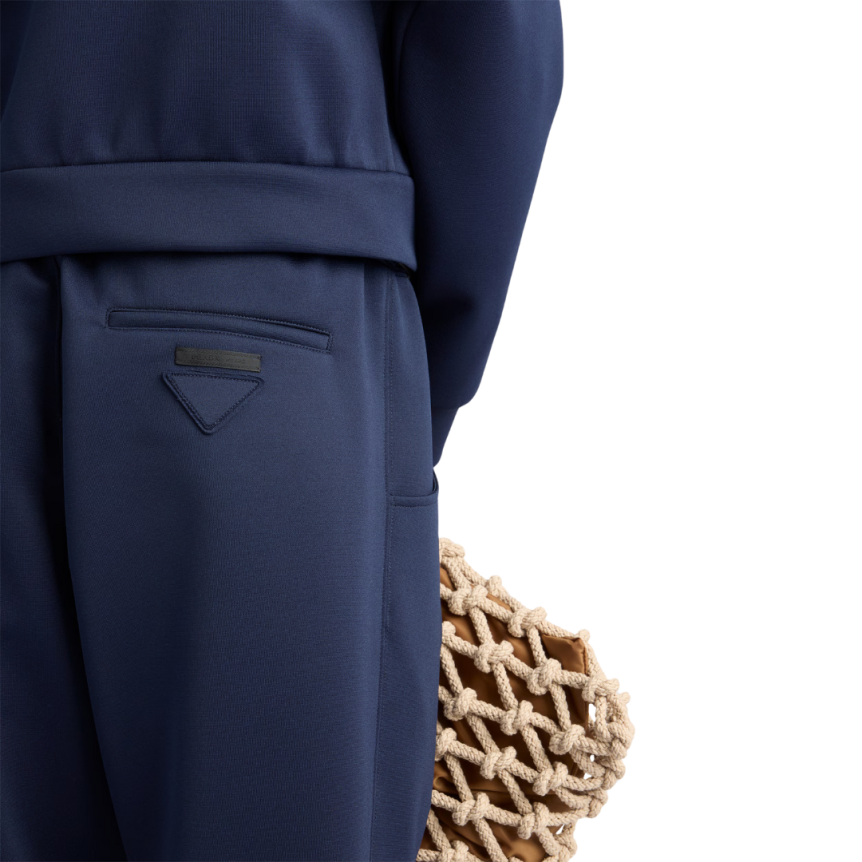 Pantalon taille élastique PRADA nylon stretch polaire technique bleu marine