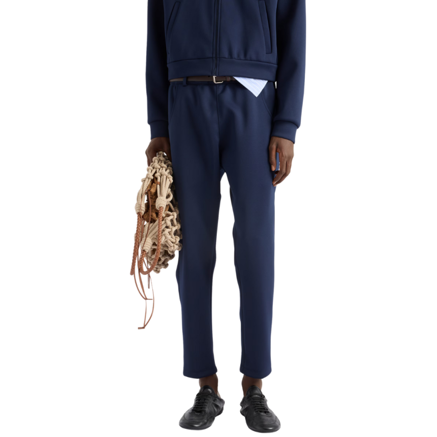 Pantalon taille élastique PRADA nylon stretch polaire technique bleu marine
