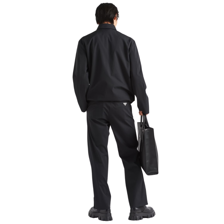 Pantalon PRADA tissu technique stretch noir fente zippée