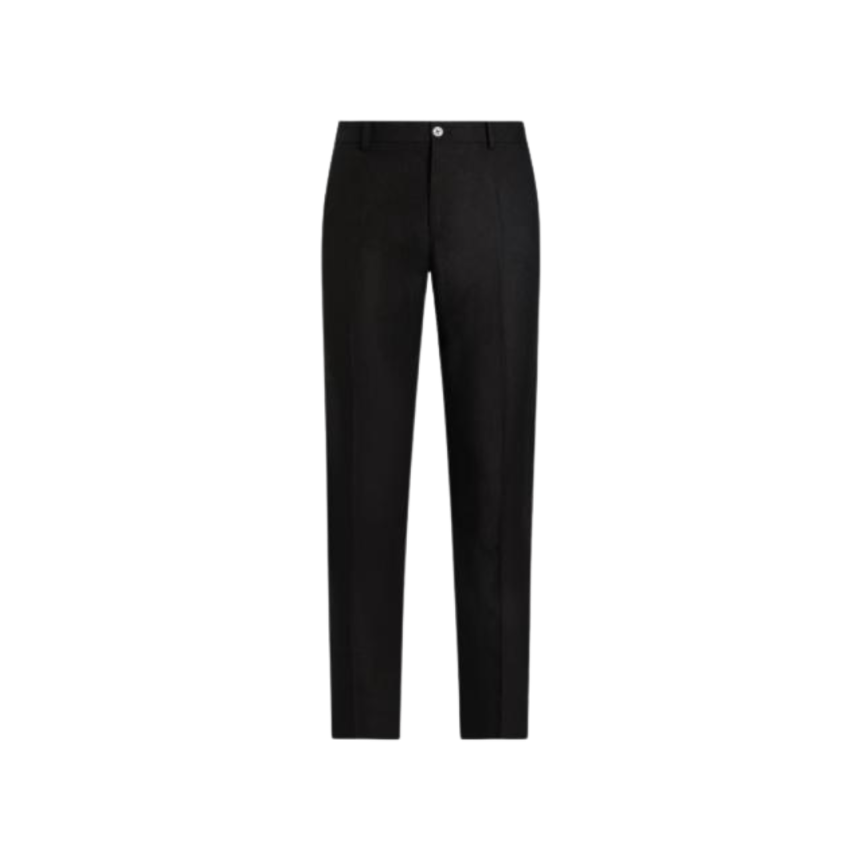 Pantalon PRADA gabardine laine noir poche plaquée arrière logo triangle métal email