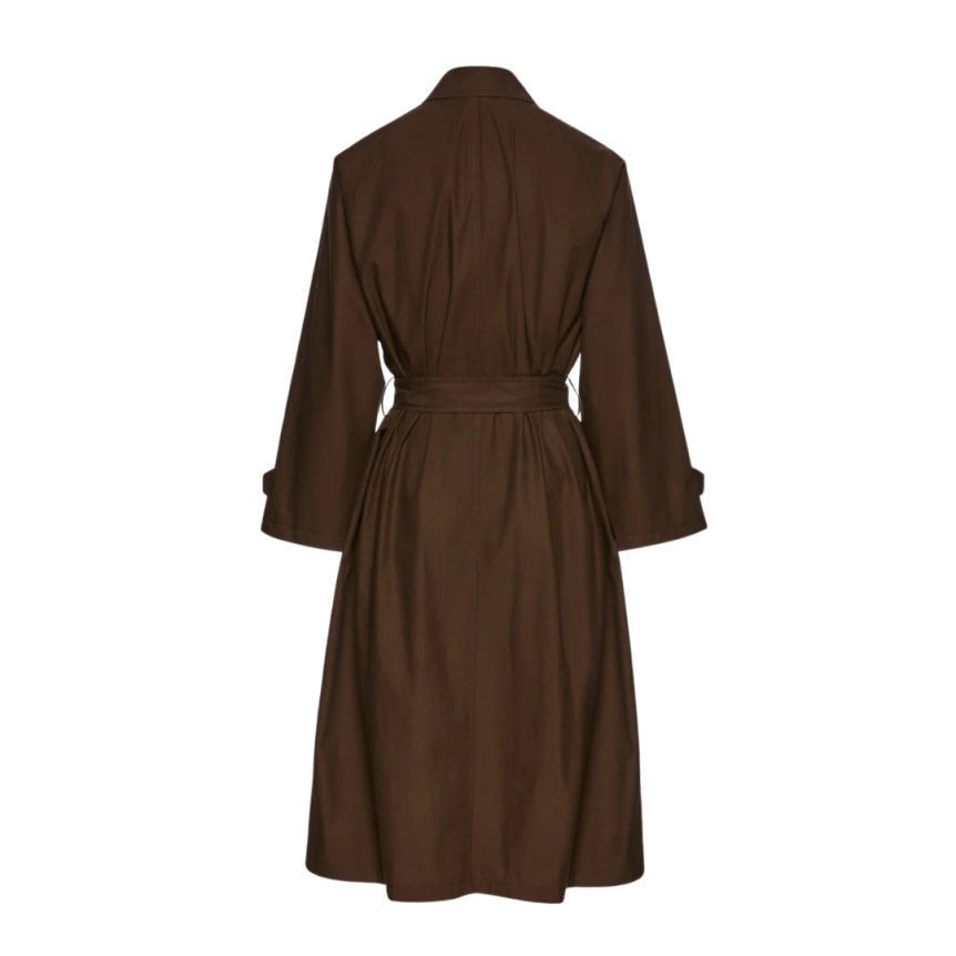 Trench-coat ceinturé MAGDA BUTRYM coton marron chocolat capuche amovible