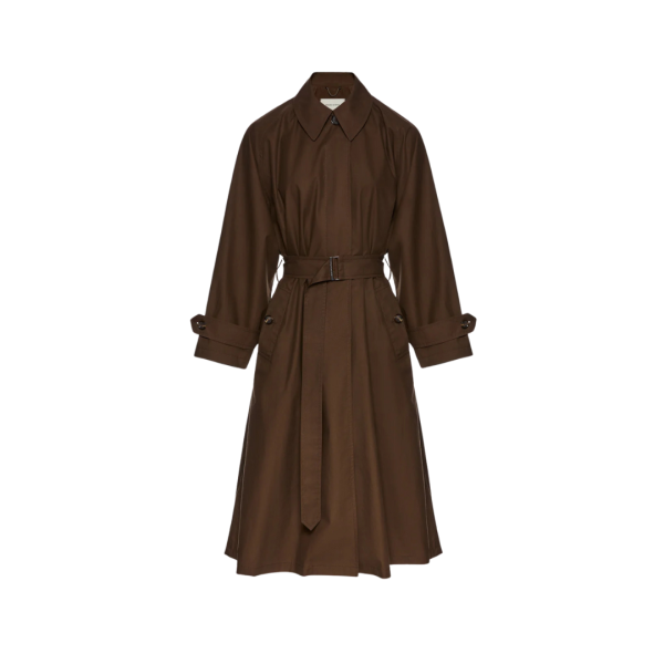 Trench-coat ceinturé MAGDA BUTRYM coton marron chocolat capuche amovible