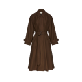 Trench-coat ceinturé coton marron chocolat capuche amovible