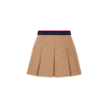 Mini-jupe plissée gabardine coton camel