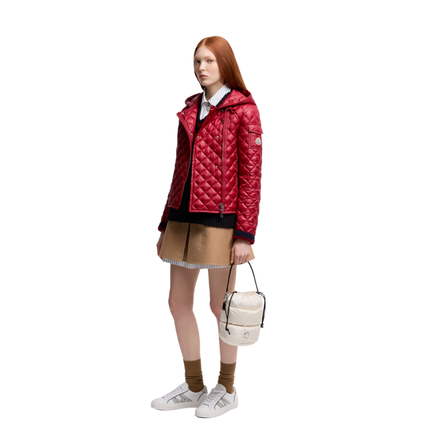 Mini-jupe plissée MONCLER gabardine coton camel