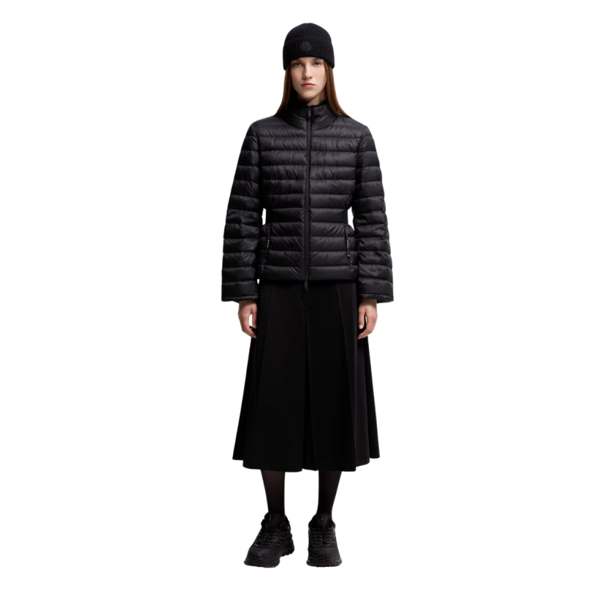Doudoune courte ajustée évasée MONCLER Verrerie nylon noir