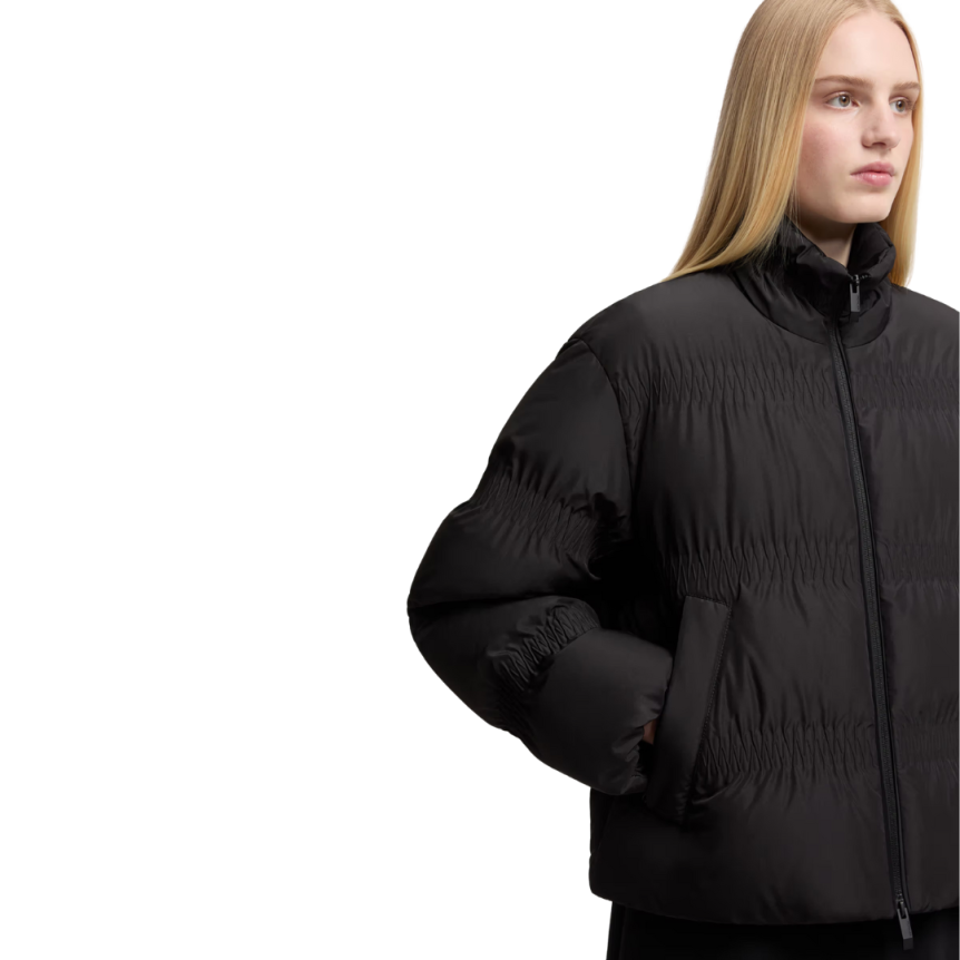 Doudoune courte fronces MONCLER Ravignan nylon matelassé zigzag noir