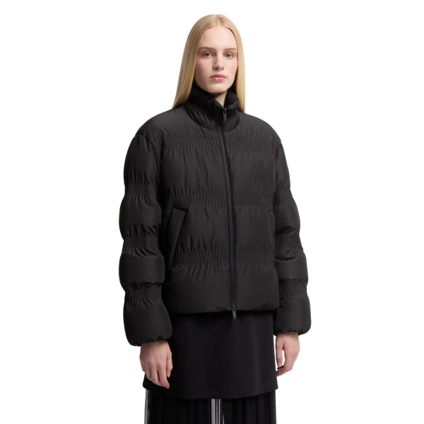 Doudoune courte fronces MONCLER Ravignan nylon matelassé zigzag noir