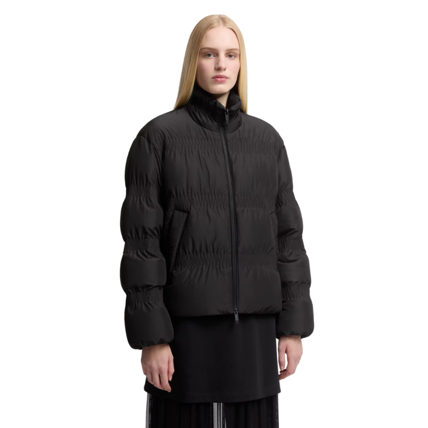 Doudoune courte fronces MONCLER Ravignan nylon matelassé zigzag noir