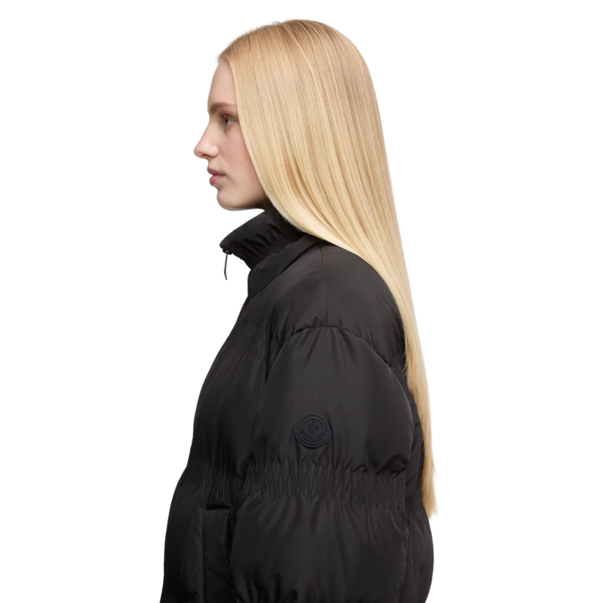 Doudoune courte fronces MONCLER Ravignan nylon matelassé zigzag noir