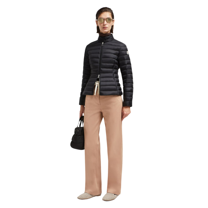 Doudoune courte MONCLER Igelle ajustée nylon fin noir