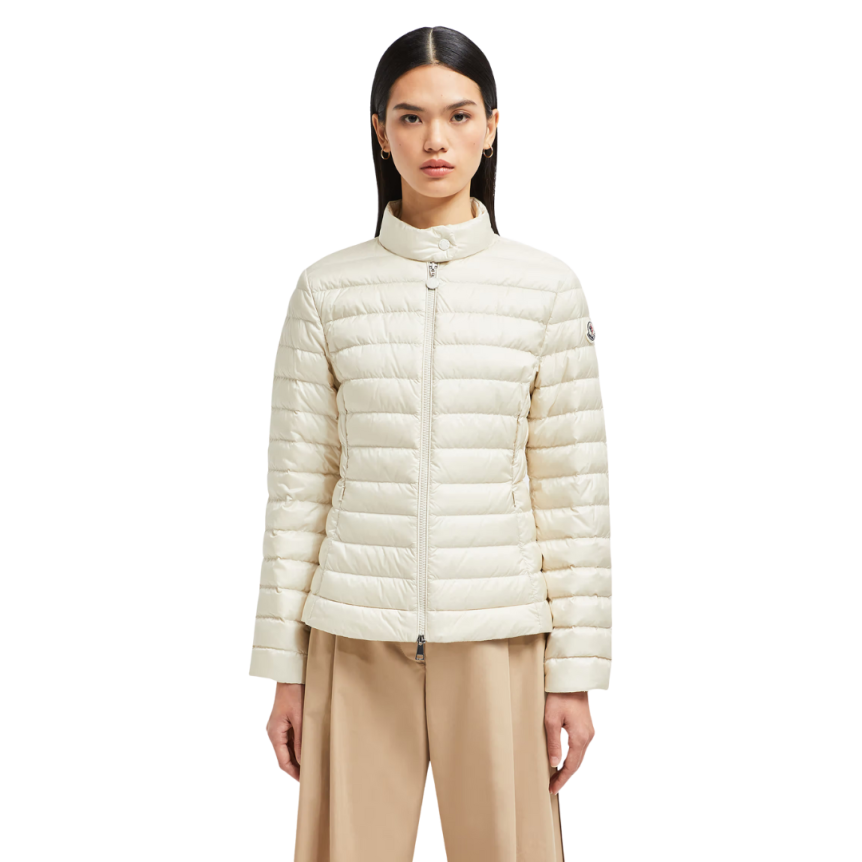 Doudoune courte MONCLER Igelle ajustée nylon fin écru
