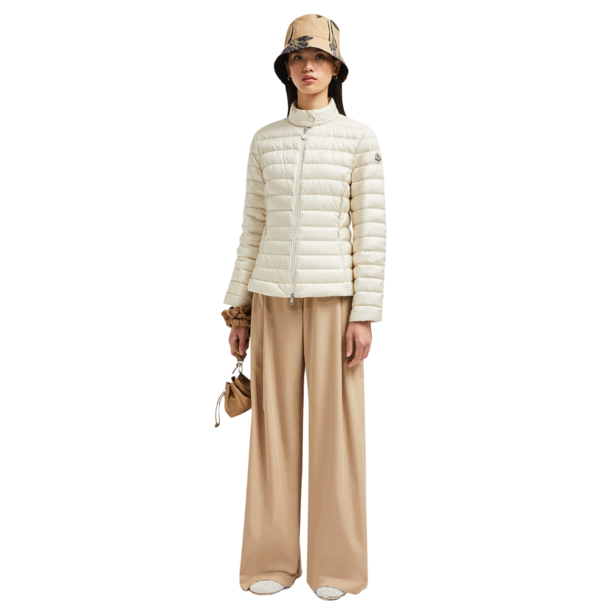 Doudoune courte MONCLER Igelle ajustée nylon fin écru