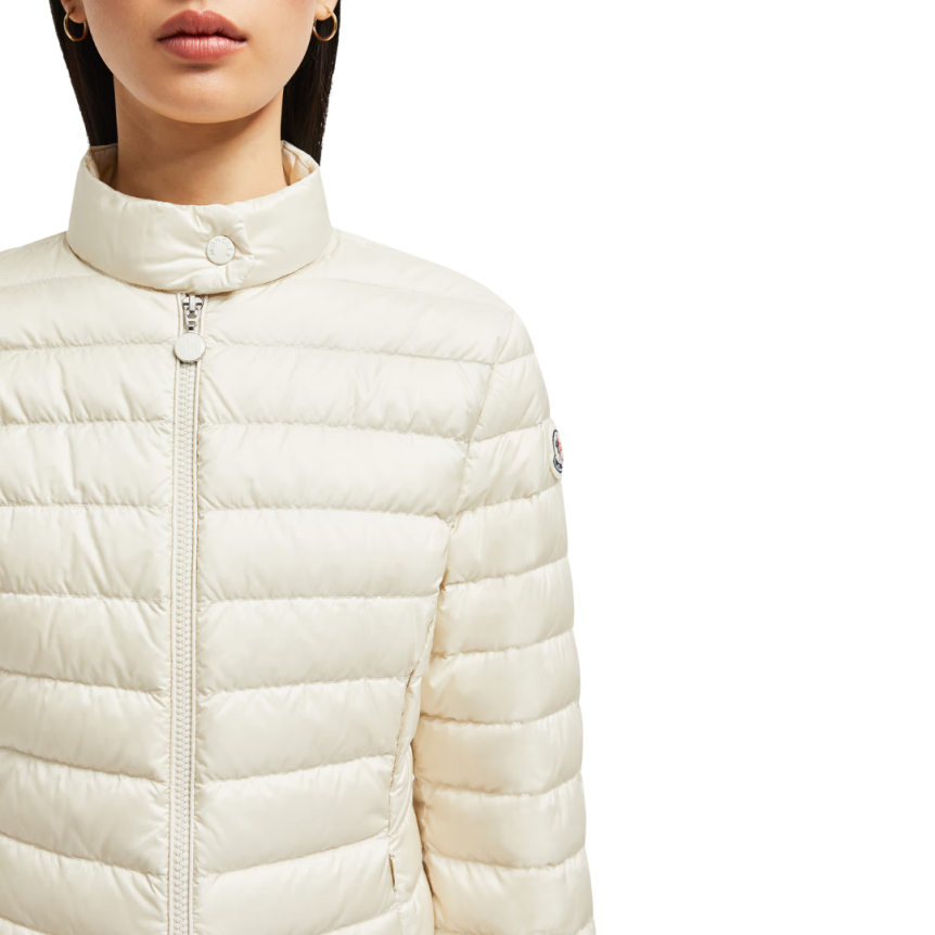 Doudoune courte MONCLER Igelle ajustée nylon fin écru