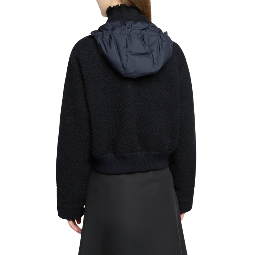 MONCLER Blouson bomber court Juvigny laine bouclée bleu marine doré