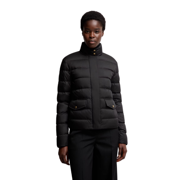 Doudoune courte MONCLER Bessettes col montant nylon fin noir bouton doré
