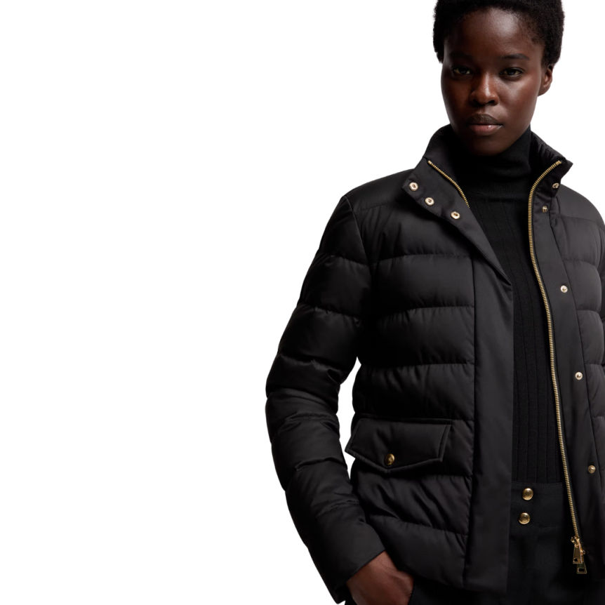 Doudoune courte MONCLER Bessettes col montant nylon fin noir bouton doré