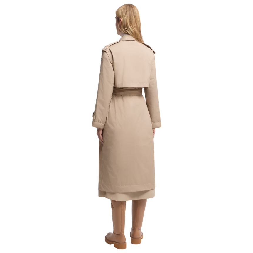 Trench-coat long MONCLER Yevre nylon duvet beige ceinture