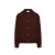 Veste boutonnée cardigan maille torsadée cachemire marron dentelle
