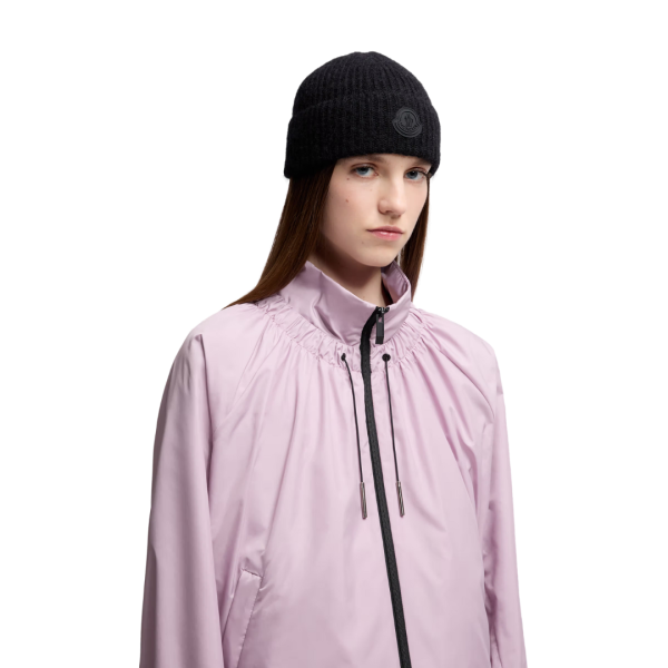 Bonnet MONCLER mélange laine mohair noir revers logo