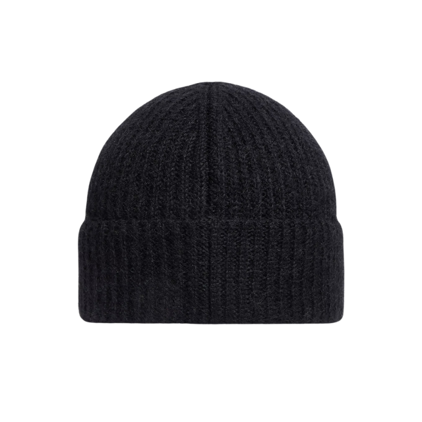 Bonnet MONCLER mélange laine mohair noir revers logo