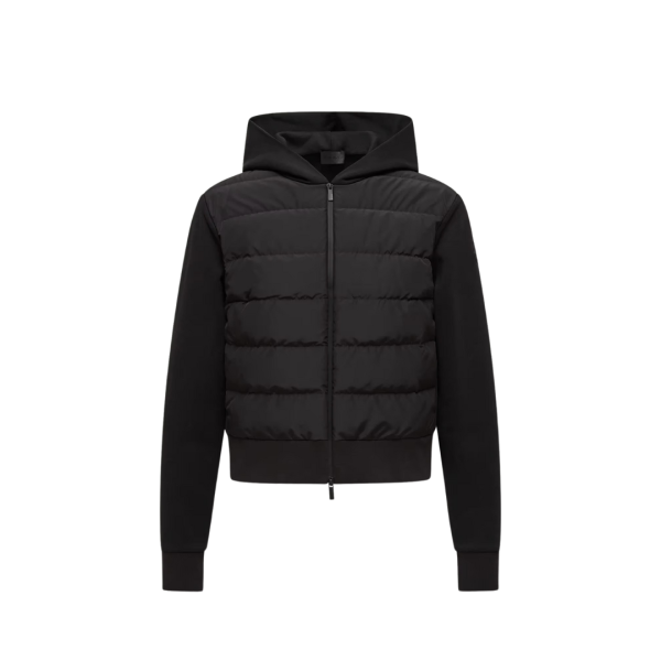 Sweat à capuche zippé MONCLER cardigan coton noir capuche nylon