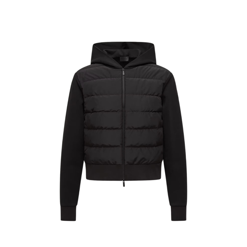Sweat à capuche zippé MONCLER cardigan coton noir capuche nylon