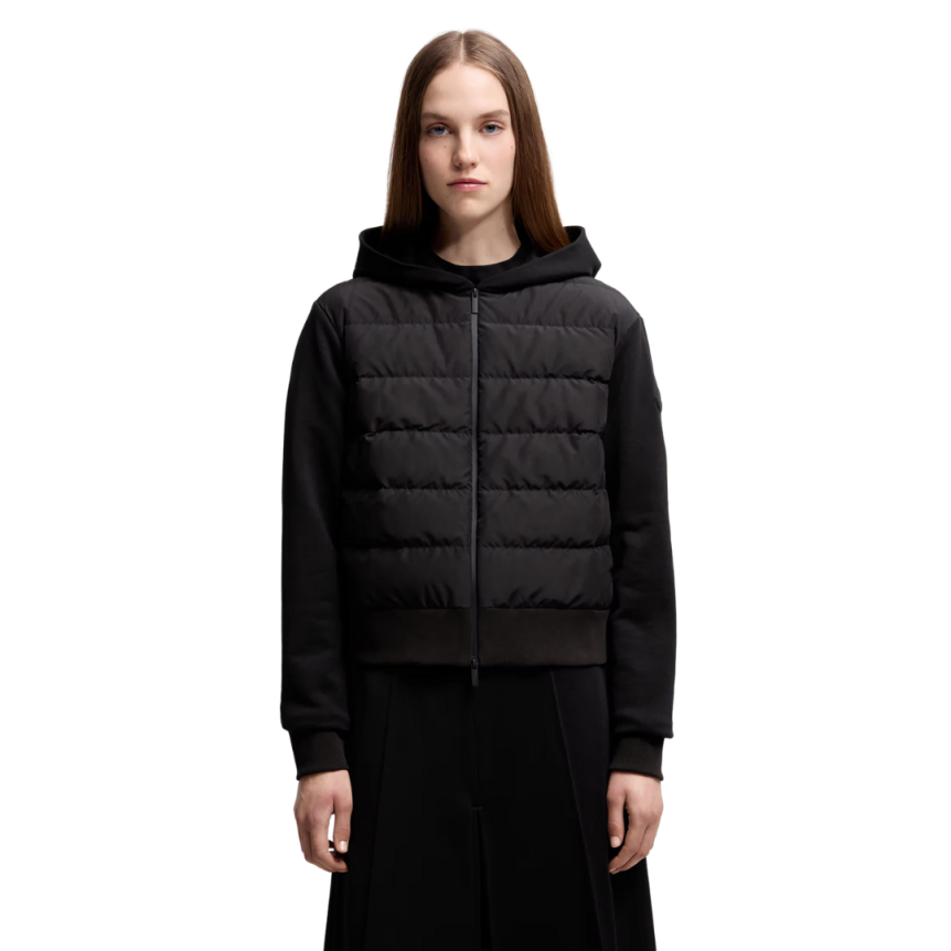 Sweat à capuche zippé MONCLER cardigan coton noir capuche nylon