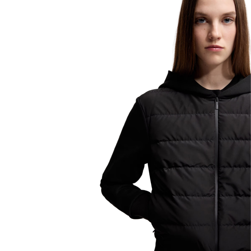 Sweat à capuche zippé MONCLER cardigan coton noir capuche nylon