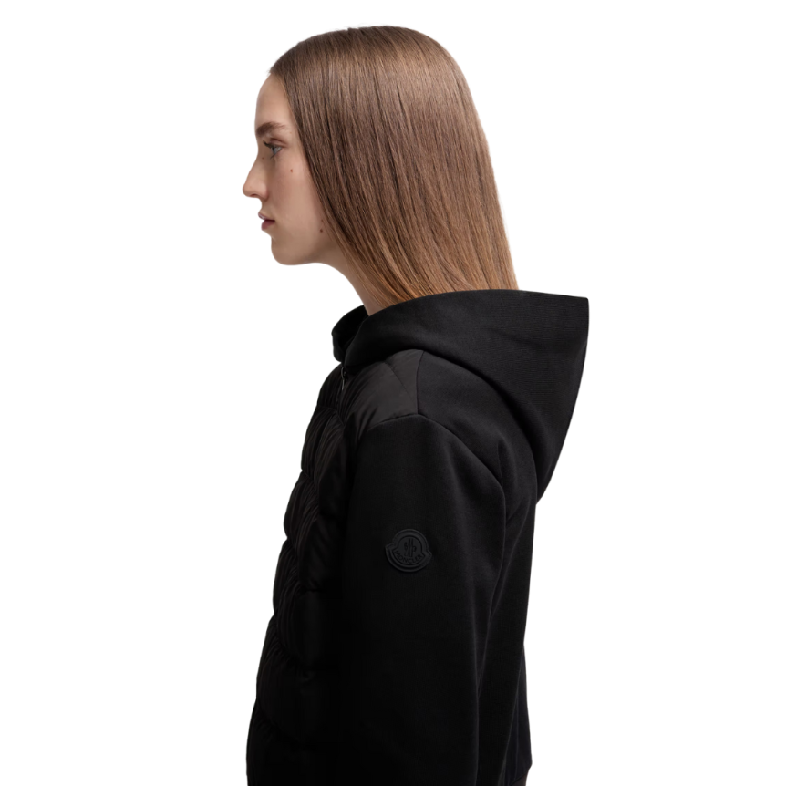 Sweat à capuche zippé MONCLER cardigan coton noir capuche nylon