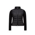 Blouson Cardigan matelassé cintré bi matière nylon noir manche dos laine