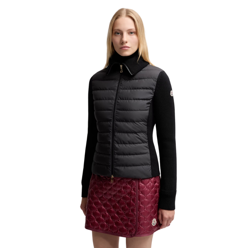 Cardigan zippé bi matière...