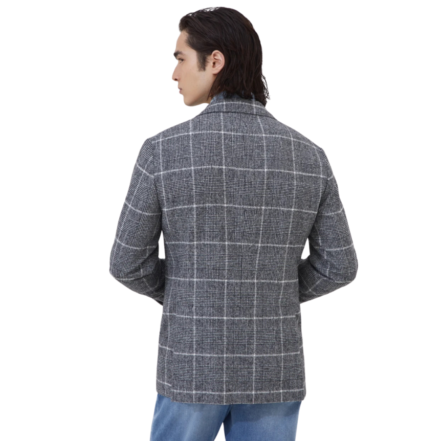 Veste BRUNELLO CUCINELLI Cavallo alpaga laine Prince de Galles gris anthracite