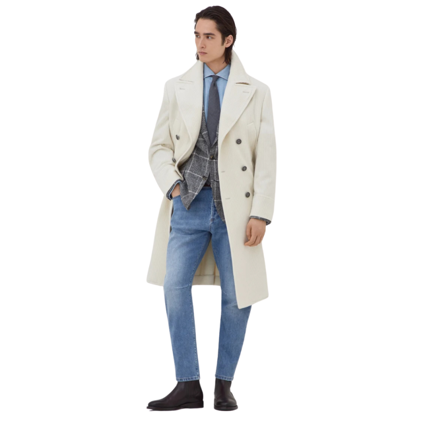 Veste BRUNELLO CUCINELLI Cavallo alpaga laine Prince de Galles gris anthracite