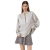 Blouse manche ballon soie satin beige plastron v Monile