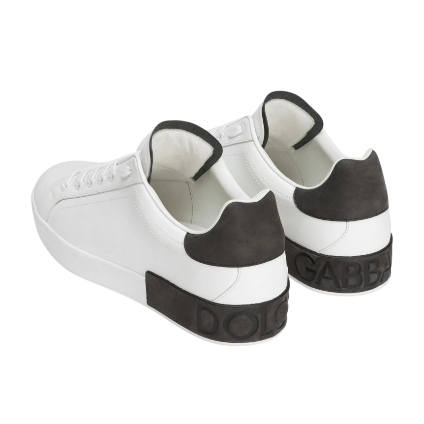 Baskets DOLCE & GABBANA Portofino Light cuir veau blanc talon DG noir